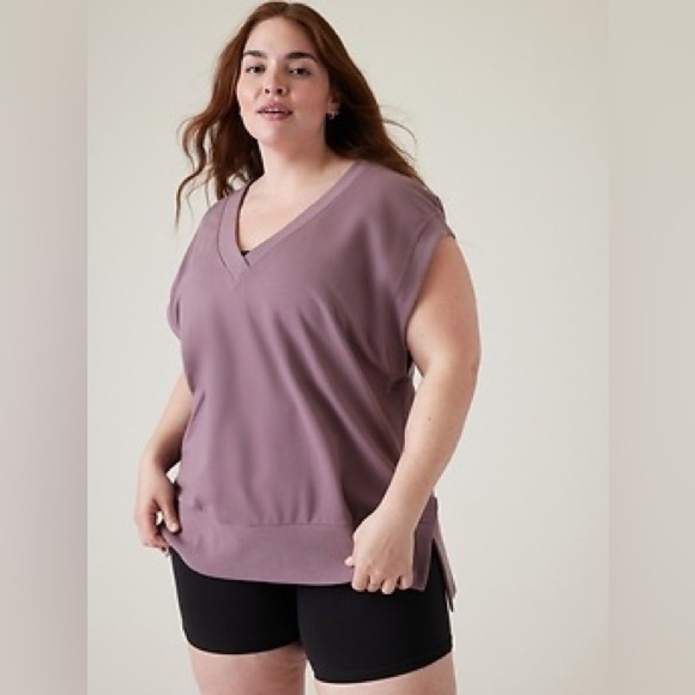 Athleta 1x RETROTERRY V-NECK SWEATSHIRT